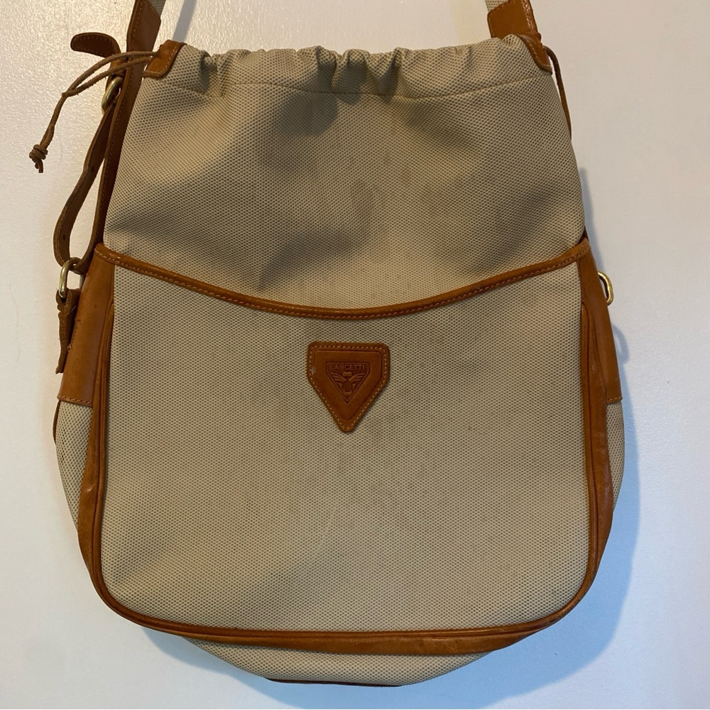 Vintage Lancetti Italian Beige and Brown Crossbody Bag